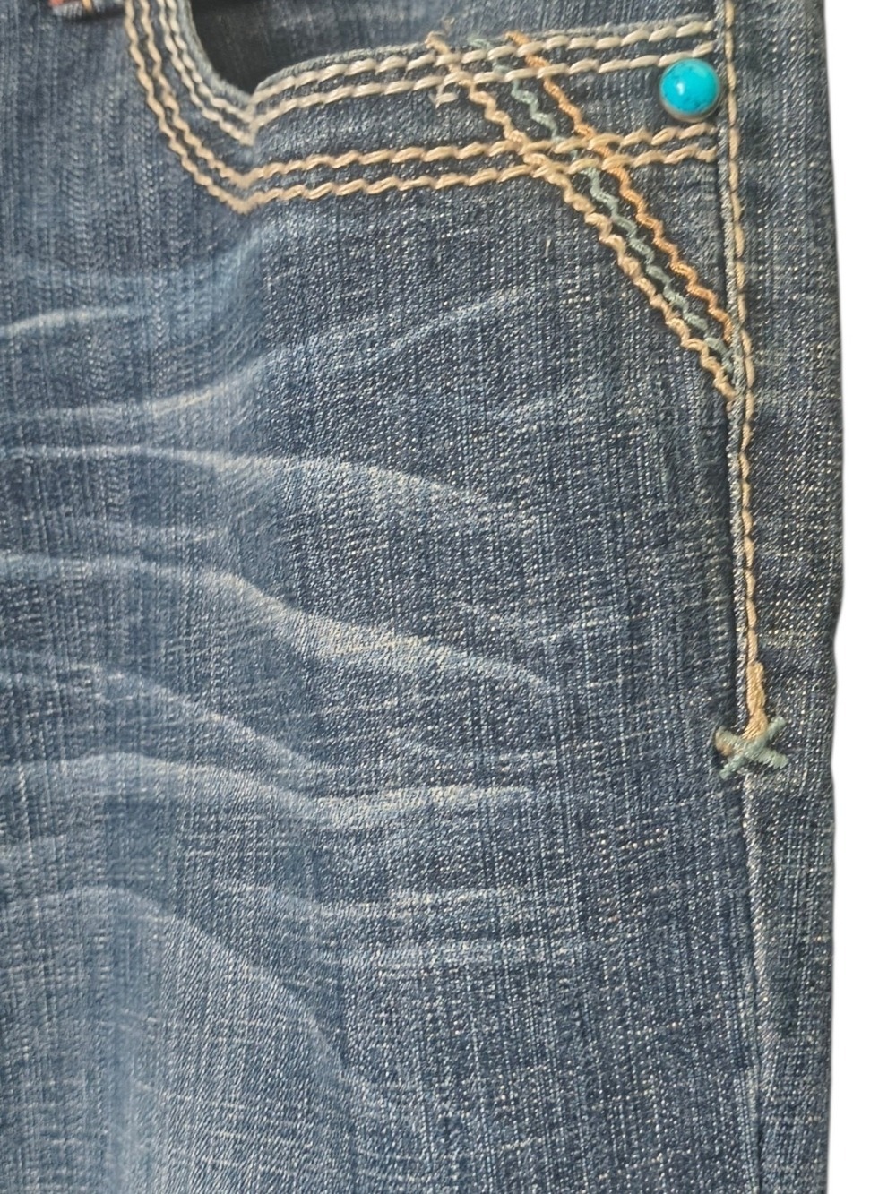 Y2K Hydraulic Bailey Micro Bootcut Jeans Size 16 Embroidered Pockets Stretch Den - Picture 6 of 10